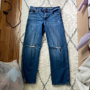 GAP Blue Relaxed Fit Jeans with Distressed Knees